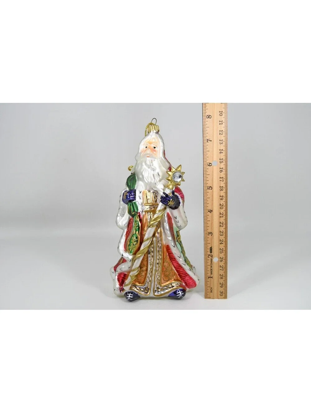Fitz & Floyd Christmas Santa Blown Glass Ornament Florentine Jeweled Scepter 7